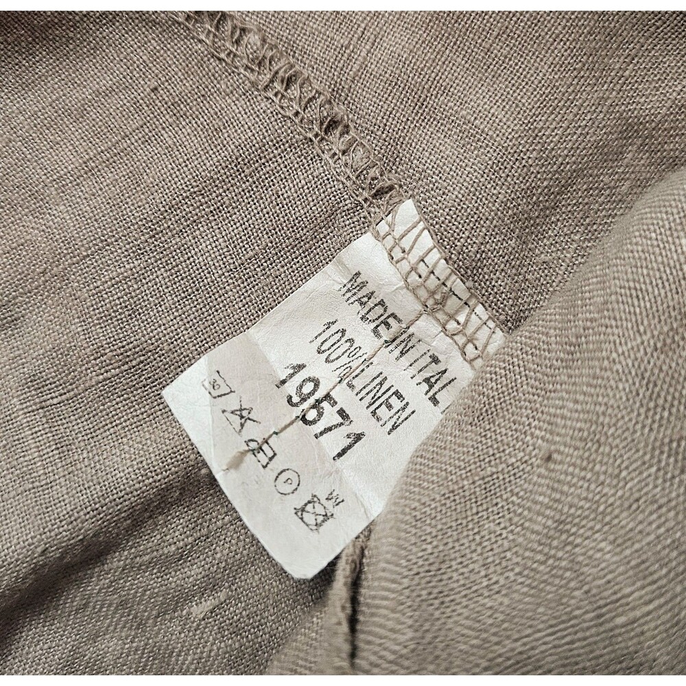 Linen Jumpsuit Casual Loose Wide Leg Pants Overalls Pull On Grayish Brown L/XL - Picture 10 of 10